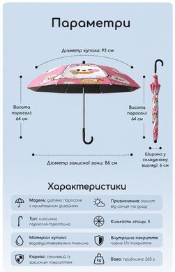 Парасоля для дитячого візка 2 в 1 від сонця та дощу UPF 50+ 86 см - Чорний