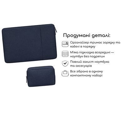 Чохол для MacBook Pro 15.4"/16"/16.2" + чохол для зарядки - Темно-синій
