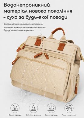 Сумка-рюкзак для мамы на коляску из водоотталкивающей ткани - Бежевый