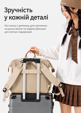 Сумка-рюкзак для мамы на коляску из водоотталкивающей ткани - Бежевый