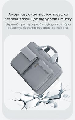 Сумка для Macbook Air 15.3"/ Pro 15.4"/16"/16.2" с плечевым ремнем и усиленной защитой - Темно-серый