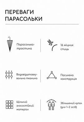 Парасолька-тростина на 16 спиць з великим куполом 122 см - Білий