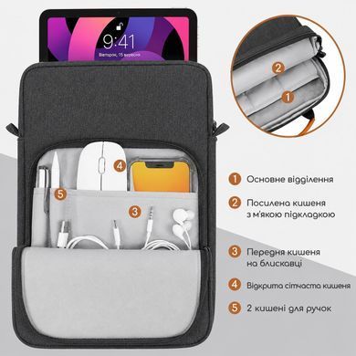 Сумка для MacBook Air/Pro/Neo 13.3-14.2" 2008-2026 (M1/M2/M3/M4/M5) - Чорний