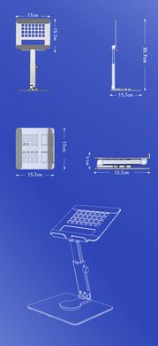 Алюминиевая подставка для планшета iPad 8-13" дюймов - Серебряный