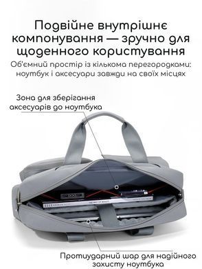 Сумка для MacBook Air/Pro 13.3-14.2" с плечевым ремнем и усиленной защитой - Серый