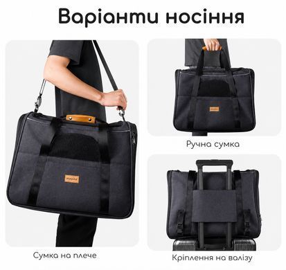 УЦЕНКА! Большая сумка-переноска для кошек и собак до 12 кг с вентиляцией и мягкой подушкой - Черный