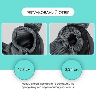 Сумка-переноска слінг для котів і малих собак через плече, чорна, M