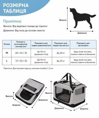 Складной манеж-переноска для собак и кошек с металлическим каркасом - Серый M
