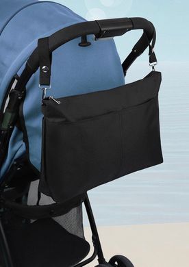 Большая сумка для коляски с карманами и плечевым ремнем - Черный