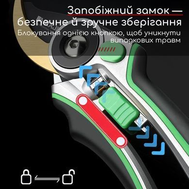 Секатор садовый ручной AIRAJ SK5, 215 мм, рез до 35 мм, с фиксатором (Секатор для обрезки деревьев)