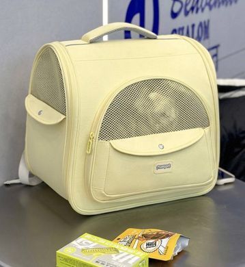 Рюкзак-переноска для кота та собак малих порід з дихаючою сіткою - Жовтий