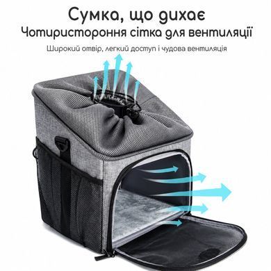 Сумка-рюкзак переноска Wakytu для тварин з кріпленням на велосипед - Сірий