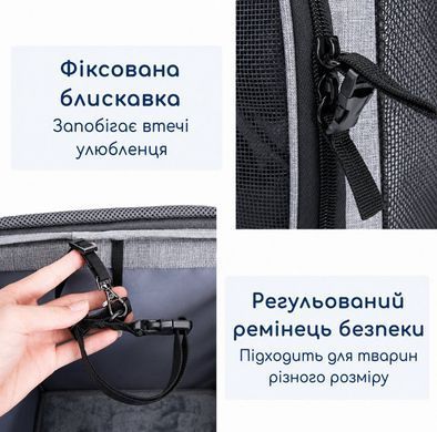 Сумка-рюкзак переноска Wakytu для тварин з кріпленням на велосипед - Сірий