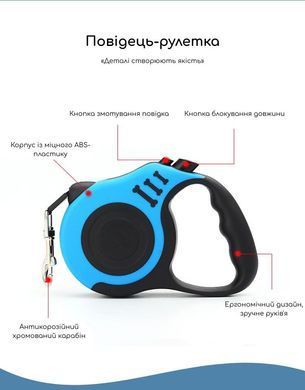 Повідець-рулетка для собак з ергономічною ручкою, 3 м, рожевий