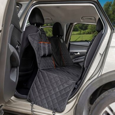 Автогамак для собак у машину водостійкий 210&times;145 см Oxford 600D - Чорний з оранжевою вставкою