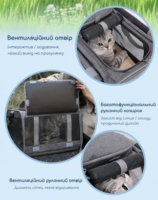 Сумка-переноска для котів і собак до 12 кг - Сірий