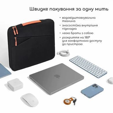 Сумка-чехол для Macbook Air 15.3"/ Pro 15.4''/16''/16.2 дюйма с карманом для аксессуаров - Черный